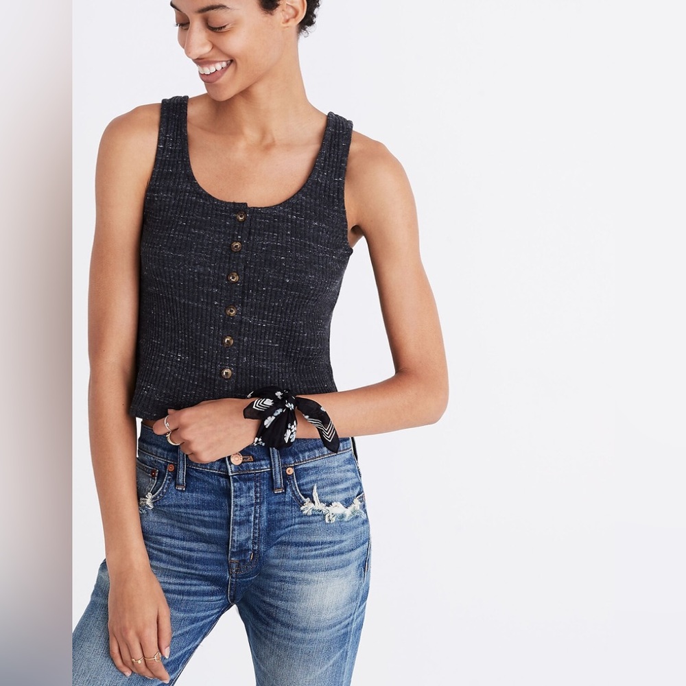 Madewell Black Button-Front Tank Top